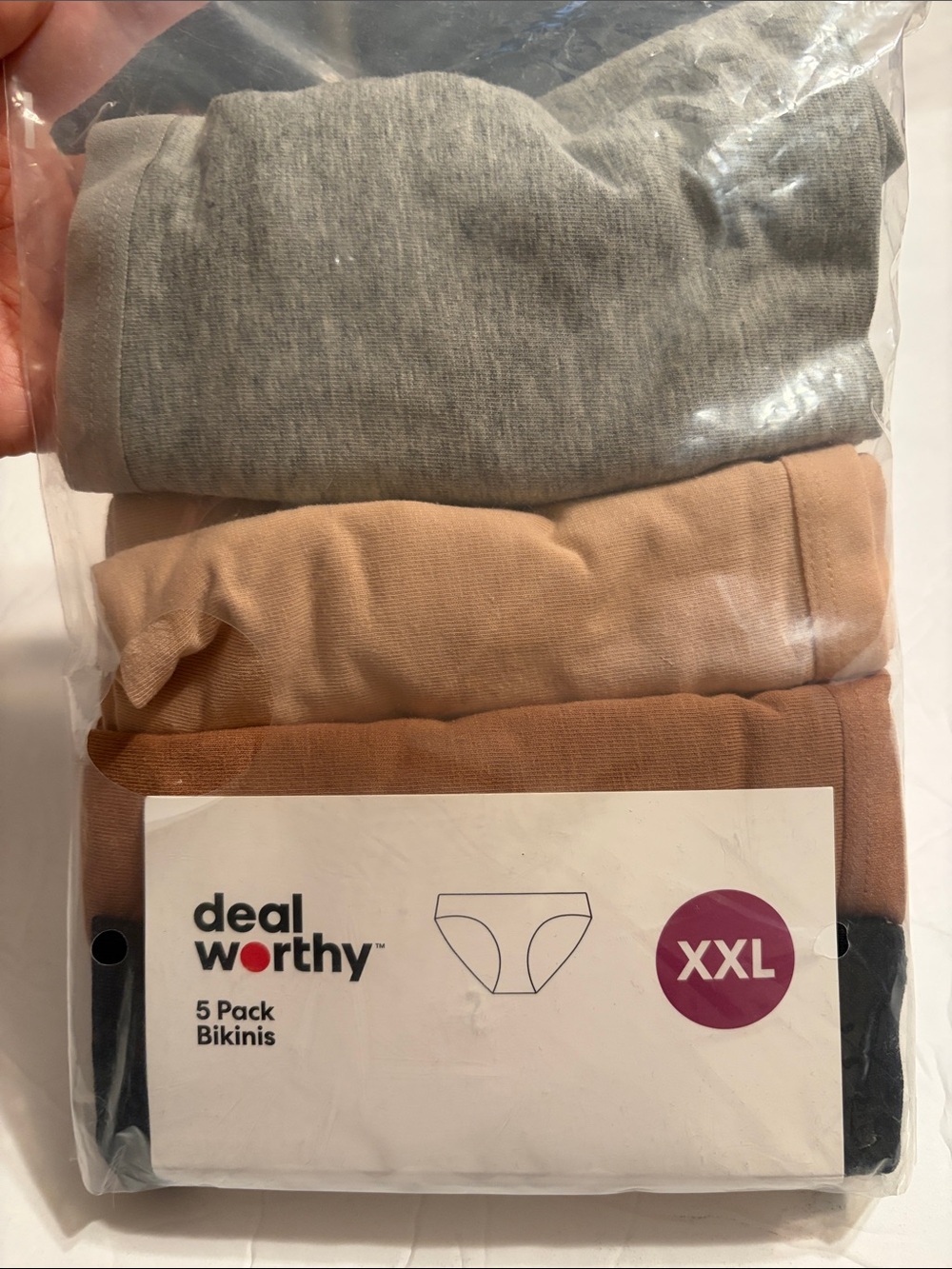 deal worthy 4-Pack Bikini Panties — Gray, Beige, Tan, Black — XXL
